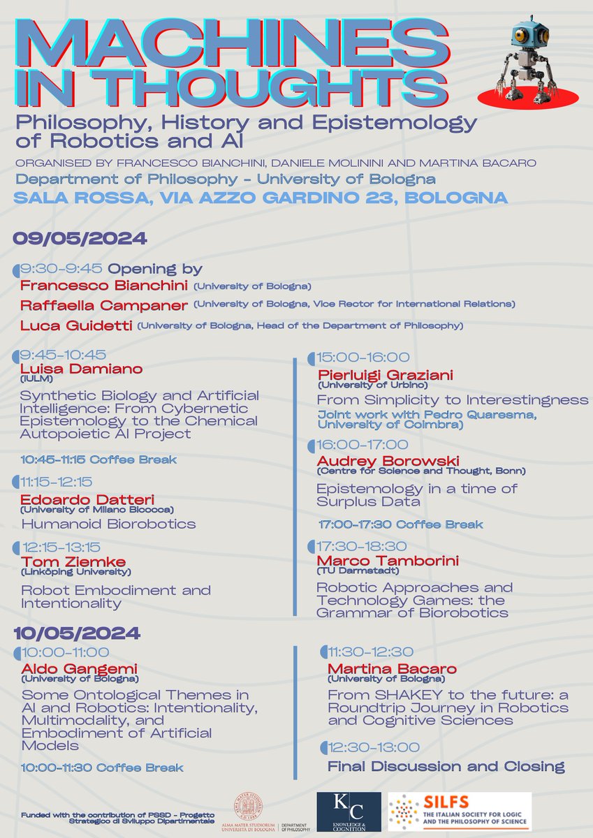 MACHINES IN THOUGHTS
📌International workshop
Giovedì 9 maggio 2024 
H 9.00-13.O0