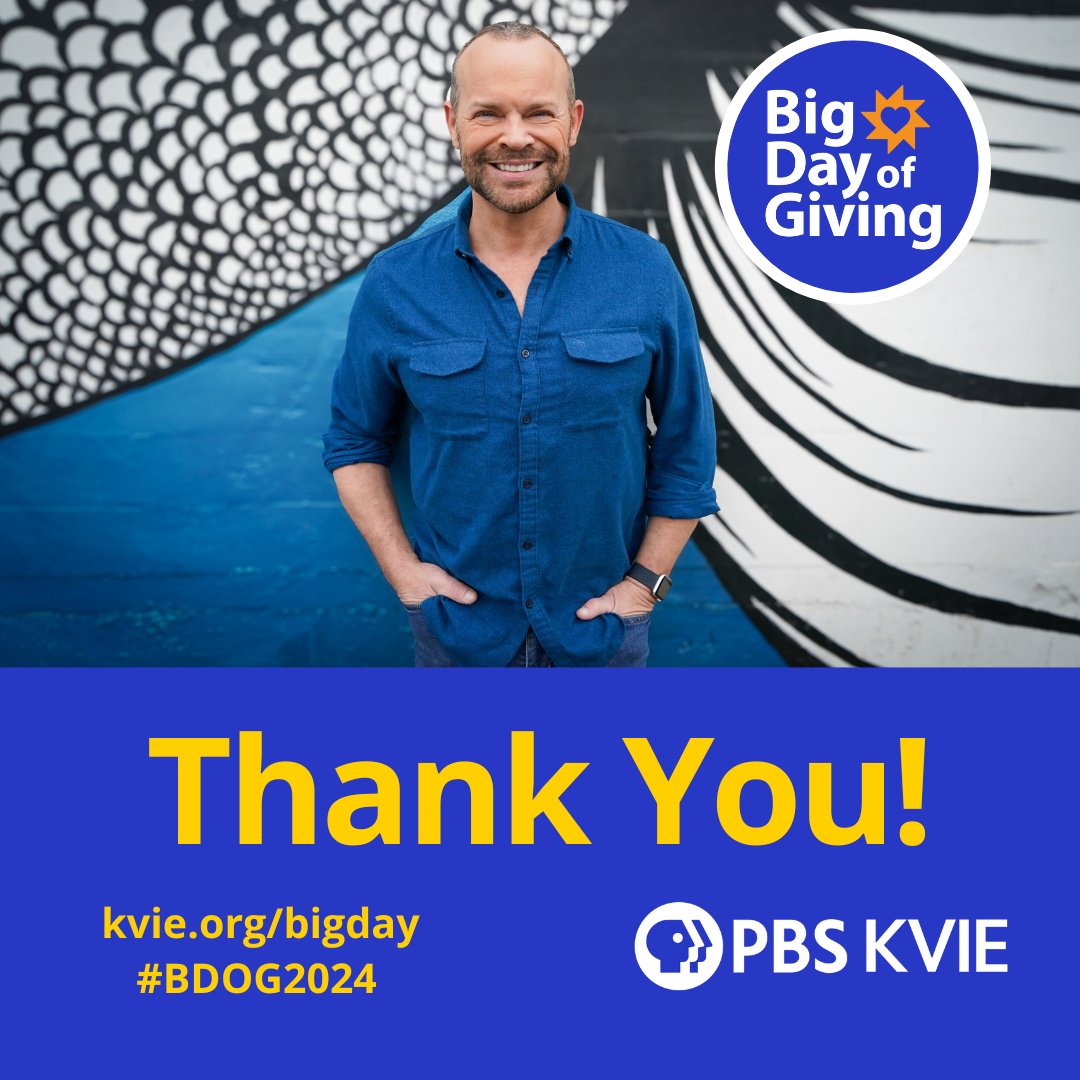 We're so grateful for viewers like you! ❤ Thank you for supporting PBS KVIE on the Big Day of Giving and helping us provide quality television for our community! We're proud to be your PBS station! #BDOG2024