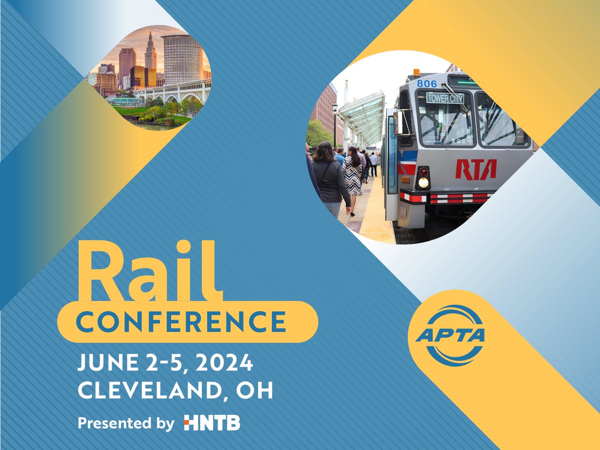 30 days from today is the start of APTA's Rail Conference, June 2-5, in Cleveland! This conference is for all rail modes, check out some of the program highlights > conta.cc/3WJ8jo7 #APTArail24 is hosted locally by @GCRTA and presented by @HNTBCorp.