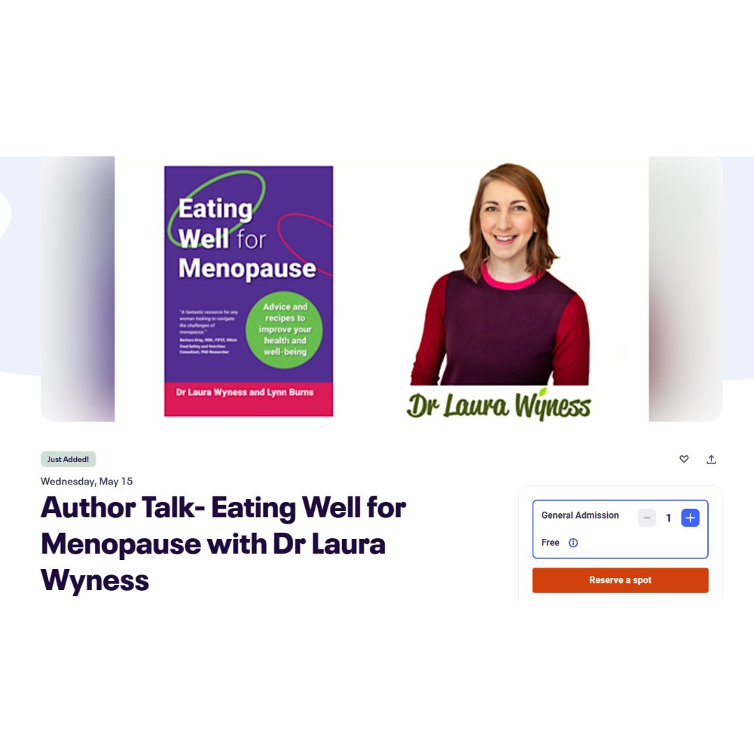 Excited to be sharing some nutrition facts and useful food tips to help you eat well for menopause Make sure you reserve your place now! 👇🏻 eventbrite.co.uk/e/author-talk-… #Edinburgh #PerimenopauseTalk #MenopauseBook #MenopauseNutritionist