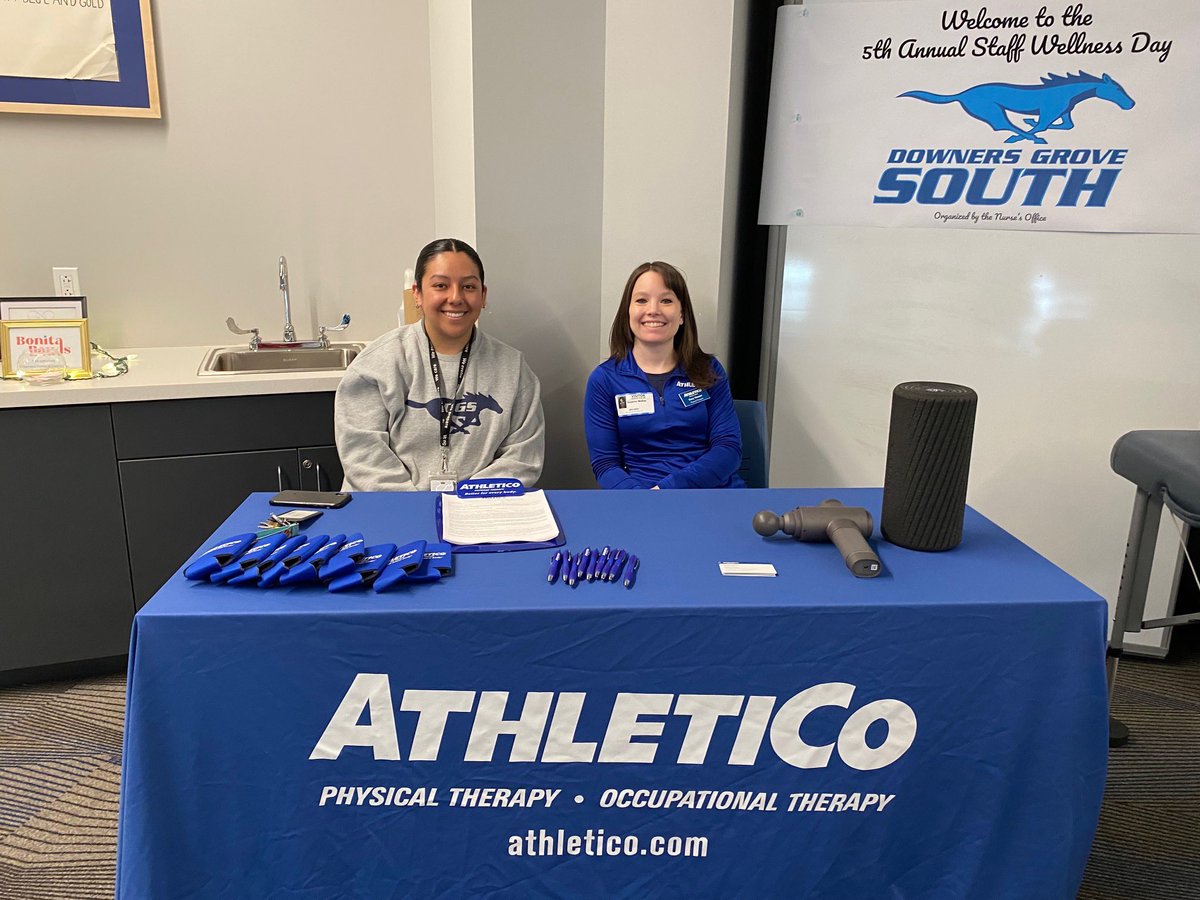 Thank you @Athletico for being part of our 5th Annual Staff Wellness Day, brought to you by the Nurse’s Office! #StayHealthyMustangs