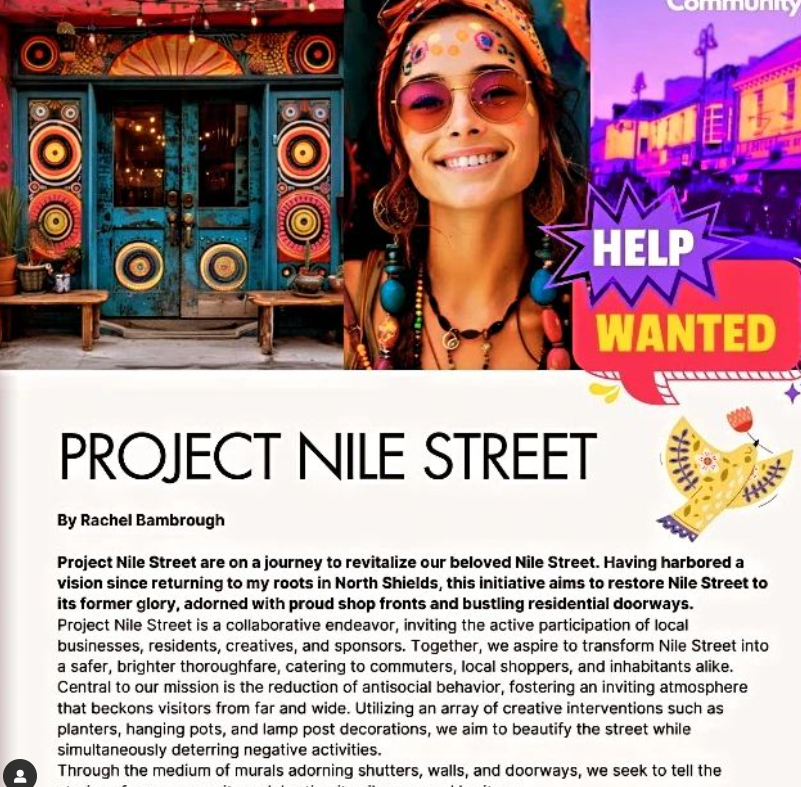 Project Nile Street - This grassroots initiative by locals aims to restore Nile Street to its former glory, adorned with proud shop fronts and bustling residential doorways.Get in touch for more info #northshields