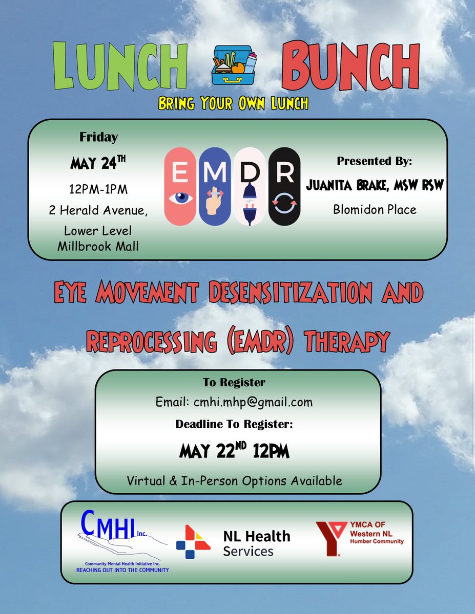 It's that time again for our monthly #LunchBunch.

Our topic for May will be on 'Eye Movement Desensitization and Reprocessing (EMDR) Therapy'.