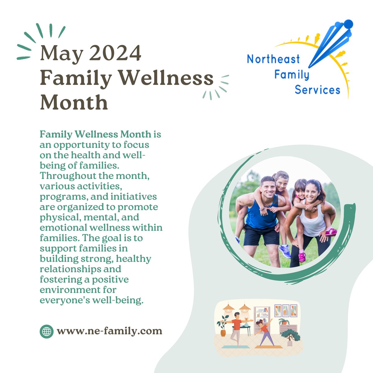 Empowering families with #support and resources this #FamilyWellnessMonth! Discover how #NortheastFamilyServices can help on your #wellness journey.

#HealthyFamilies #WellnessSupport #FamilyWellness #FamilySupport #SupportingFamilies #MentalHealth #MentalHealthMatters