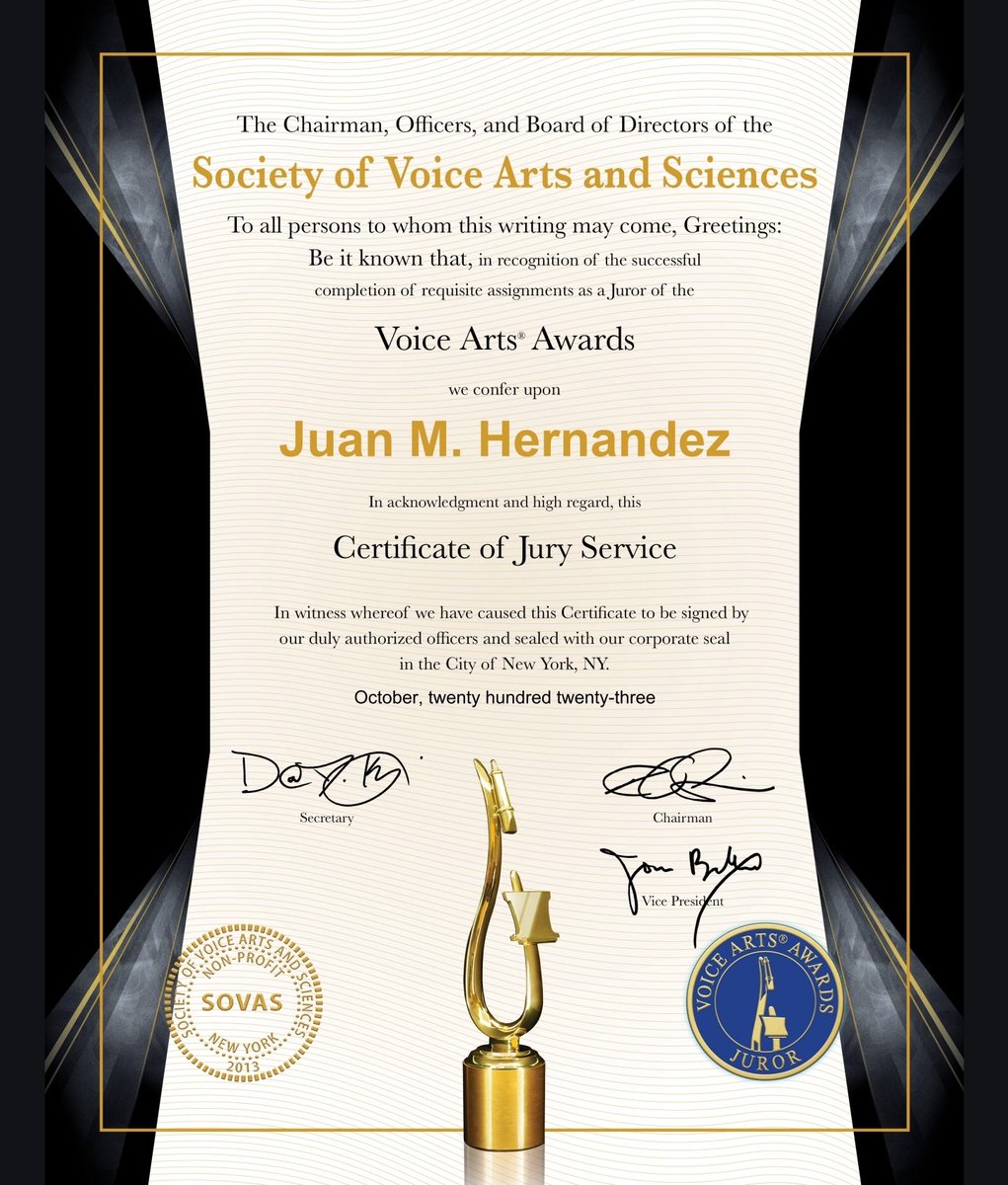 The privilege of serving as a @SovasVoice Awards juror is truly fantastic. I am excited about my forthcoming involvement and the opportunity to judge these remarkable submissions from amazing and gifted actors!