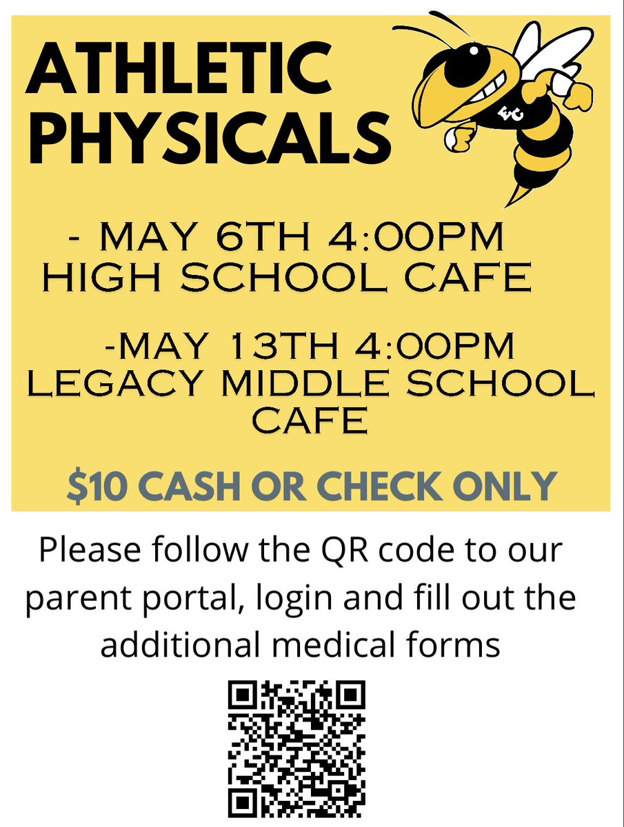 Big Reminder- Physicals at EC are happening on Monday! The best $10 you will spend! Get it done so you’re prepared for next year! #EC @ArriolaSuzette @eastcentralATs @ECISDtweets @booster_ec @_ECFootball @_ECBaseball