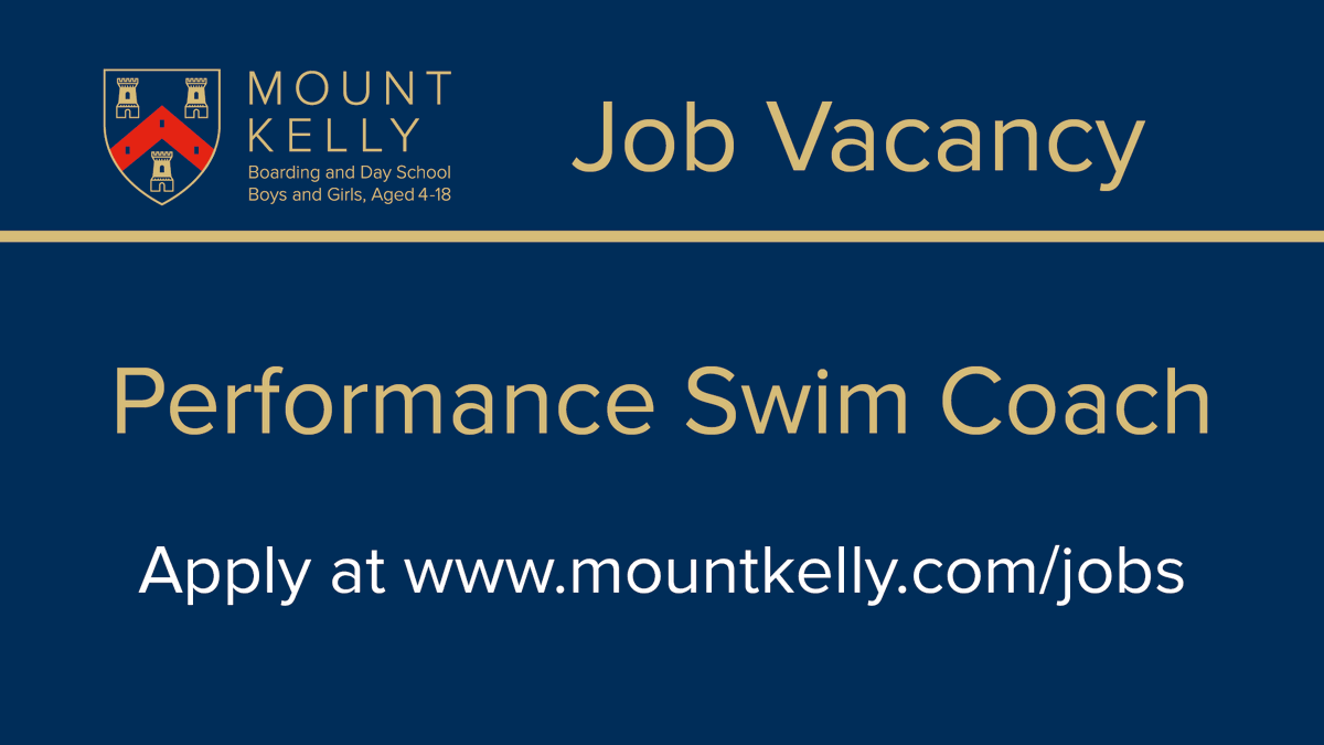 We are recruiting for a Performance Swim Coach. Apply at: mountkelly.com/jobs/

#Jobs #SwimCoach #SwimmingJobs #JobsInSwimming #Tavistock #Devon #DevonJobs #independentschool #BoardingSchool #MountKelly #MountKellySwimming