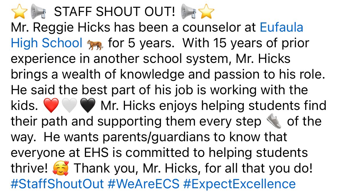 ⭐️📢  STAFF SHOUT OUT! 📢⭐️
Thank you, Mr. Hicks, for all that you do!  #StaffShoutOut #WeAreECS #ExpectExcellence