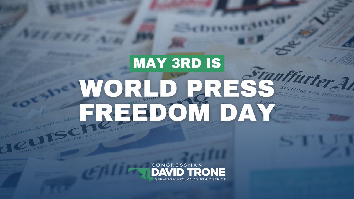 On #WorldPressFreedomDay, we celebrate the fourth estate and its vital role in our democracy. Our government is stronger when Americans are well-informed. Thank you to our reporters who uphold journalistic integrity and deliver the news day in and day out.