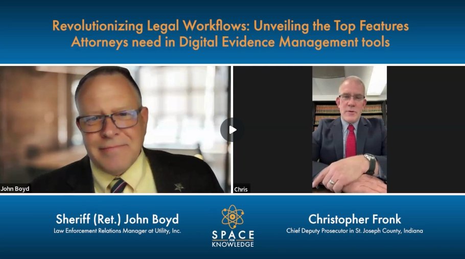 In this week's Space for Knowledge episode our guest Christopher Frank, Chief Deputy Prosecutor in St. Josephs County Indiana, explains how legal teams are selecting the best Digital Evidence Management tools to improve their legal workflow. Watch here: bit.ly/44oe7Fh