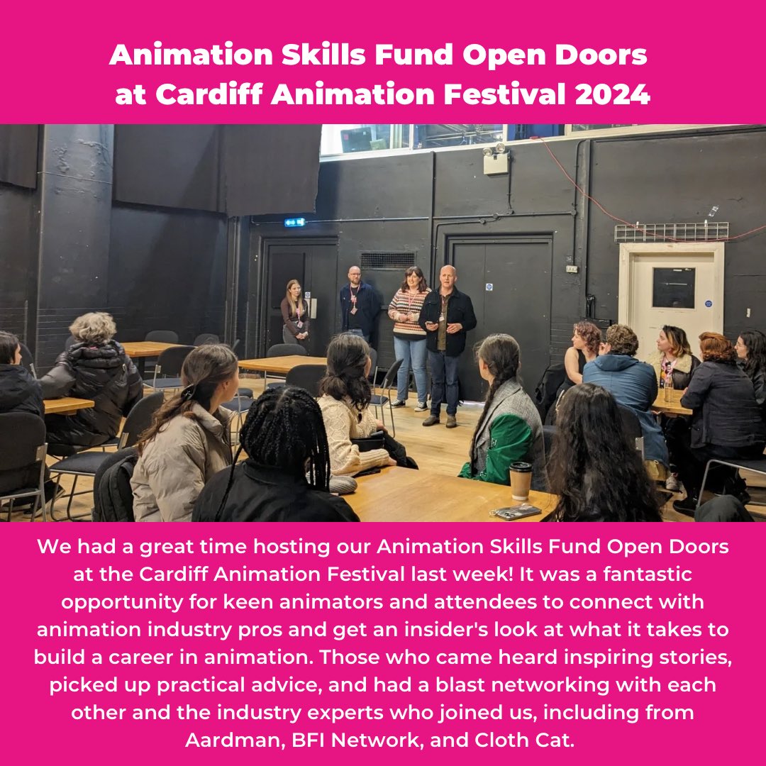 We had a great time hosting our #AnimationSkillsFund Open Doors at @CardiffAnimFest last week! It was a fantastic opportunity for keen animators and attendees to connect with #animation industry pros and get an insider’s look at what it takes to build a career in animation.