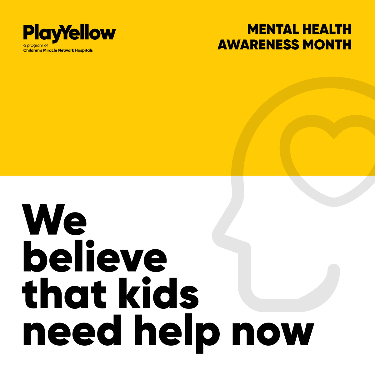 Committed to securing a healthy future for every child, we prioritize mental and behavioral health. All our U.S. member hospitals provide a range of mental health services, from clinical care to community education. #PlayYellow #MentalHealthAwarenessMonth
