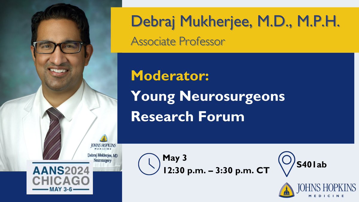 At 12:30 pm CT today, Raj Mukherjee will be one of the moderators of the Young Neurosurgeon Research Forum at #AANS2024. Join him in S401ab to learn how he successfully launched his research lab @NeuroOncSurgery while growing his practice.