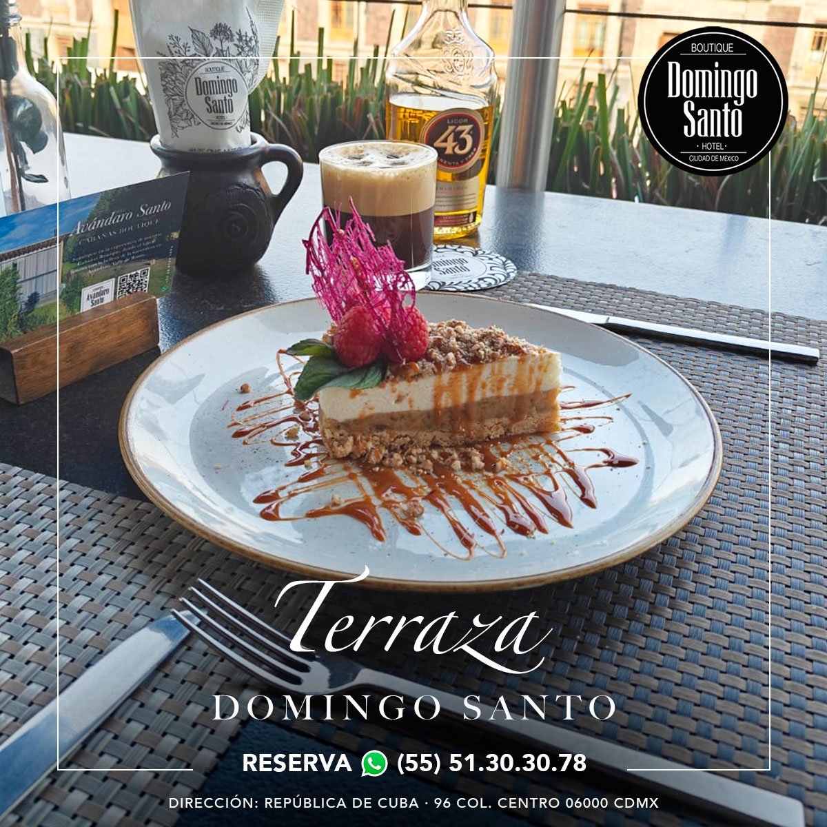 ¡Degusta un delicioso postre en la terraza del Hotel Boutique Domingo Santo! Su suave y cremosa consistencia te hará experimentar una explosión de dulzura en cada bocado.✅ Reserva(55)5130-3078.Dirección: República de Cuba 96 col. Centro cdmx #FelizViernesATodos