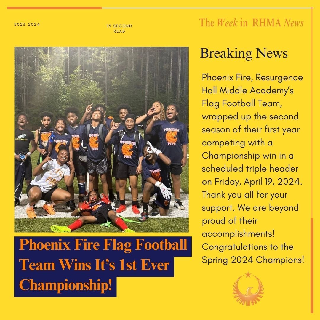 Breaking News: Phoenix Fire earned a Championship last Friday in their triple header! These scholar-athletes showed so many of the RISE to LEAD values to be able to win the 1st ever Championship in Resurgence Hall history! #RHMA #ResurgenceHall