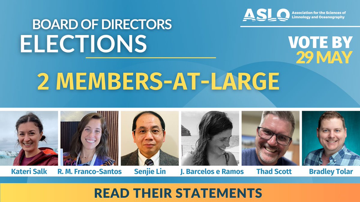 #ASLO Members are encouraged to vote for two Members-at-Large on the ASLO Board of Directors. These members advocate for the entire membership on the Board, contribute to shaping ASLO policies, and make decisions about ASLO resources. 🗳️ Vote by 29 May 👉aslo.org/vote-in-the-20…