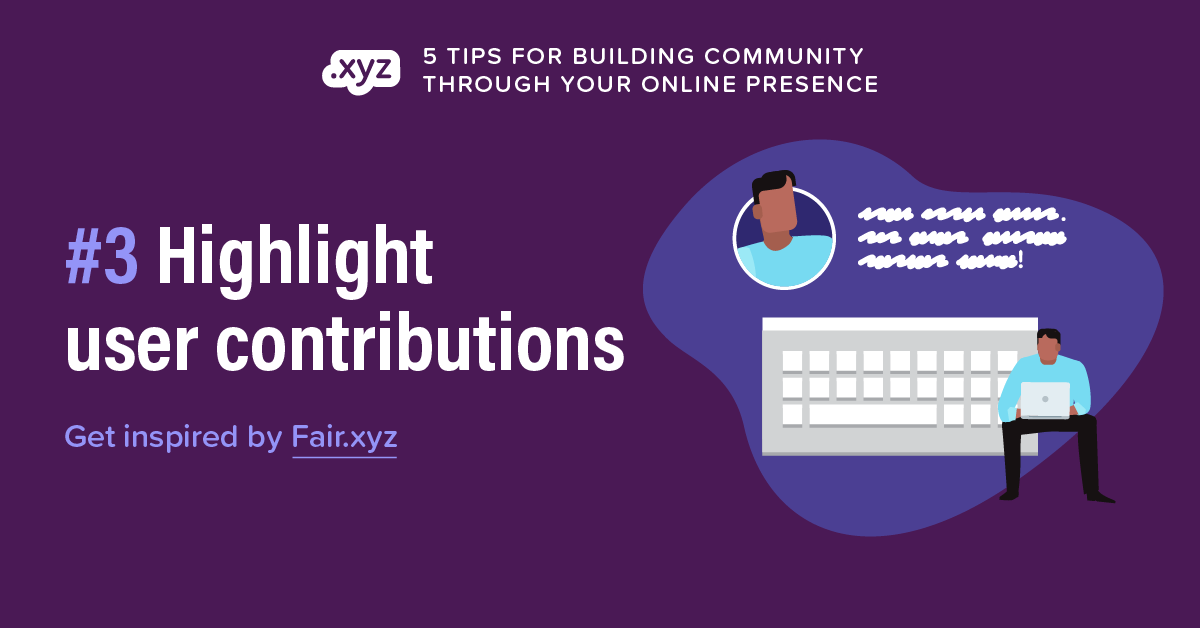 Shining a spotlight on user contributions celebrates your platform’s community, which can help strengthen that community. 

See an example by NFT platform @fairxyz (a @namecheap customer). 

Click: gen.xyz/l/n4

#XYZQuarterly #HarnessingthePowerofCommunity