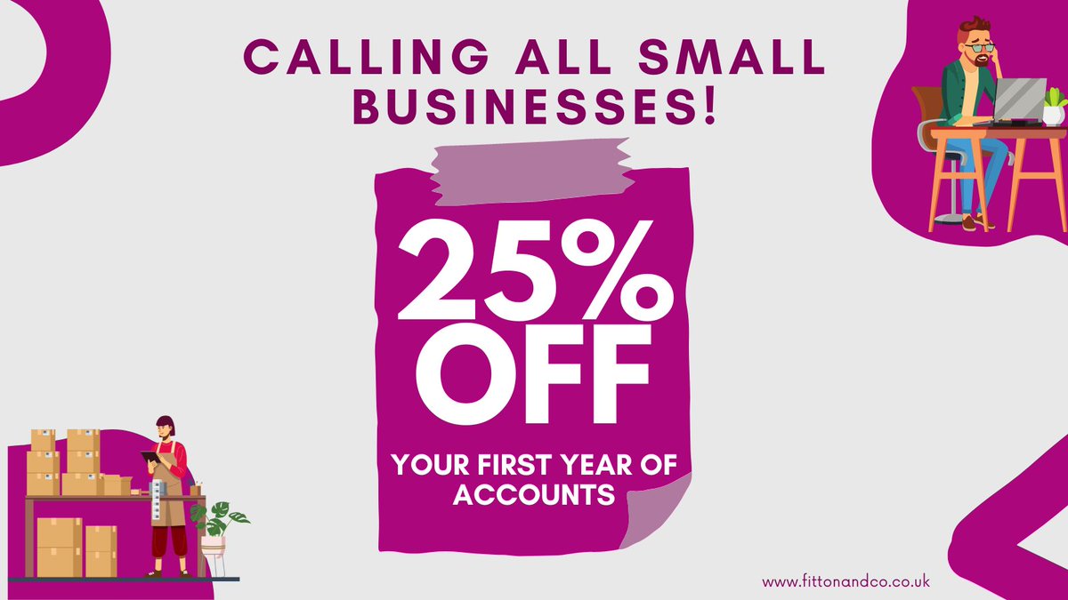 🌟 Attention Start-ups! 🌟

Enjoy a fantastic 25% discount on your first year of #accounts when you choose #FittonAndCo. Our experienced team is here to support you every step of the way!

✉️ Email us at office@fittonandco.co.uk

#westyorkshire #uksmallbusinessowners #uksmallbiz