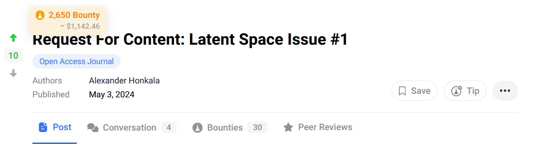Request for Content: A new open access journal is pushing the boundaries of publishing on @ResearchHub. From Gene therapies to AI integration, they are bridging the gap between today's challenges and tomorrow's solutions. Get Published, Earn $RSC👇 Introducing 'Latent Space' -…
