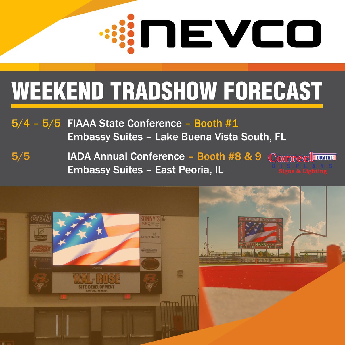 You can find #teamNevco in Florida and Illinois this weekend at the @IllinoisAD and @FIAAANews Conferences!