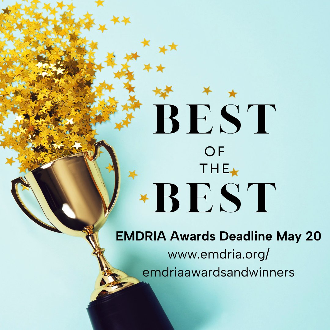 Honor your #EMDRTherapist colleagues! Our awards nominations are open. The deadline is May 20.  emdria.org/emdriaawardsan… #therapists #EMDR #EMDRTherapy