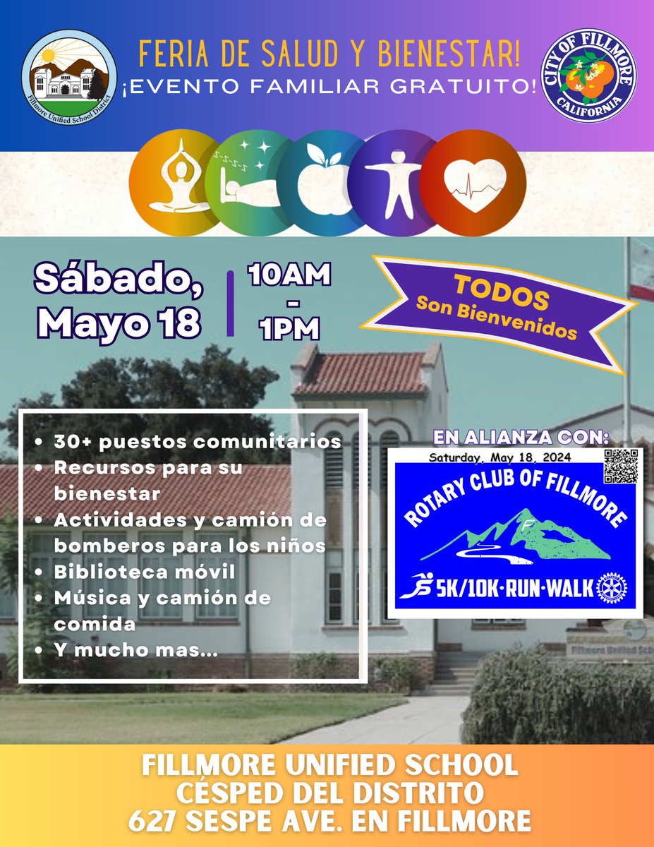 Join us on 5/18 from 10am-1pm for the Fillmore Health & Wellness Fair! The Fair will include over 30 community booths, music & food trucks, a sensory break area, jolly jumper & fire safety trailer, a mobile library, & more. Come say hi and enjoy this free, fun, and healthy event!