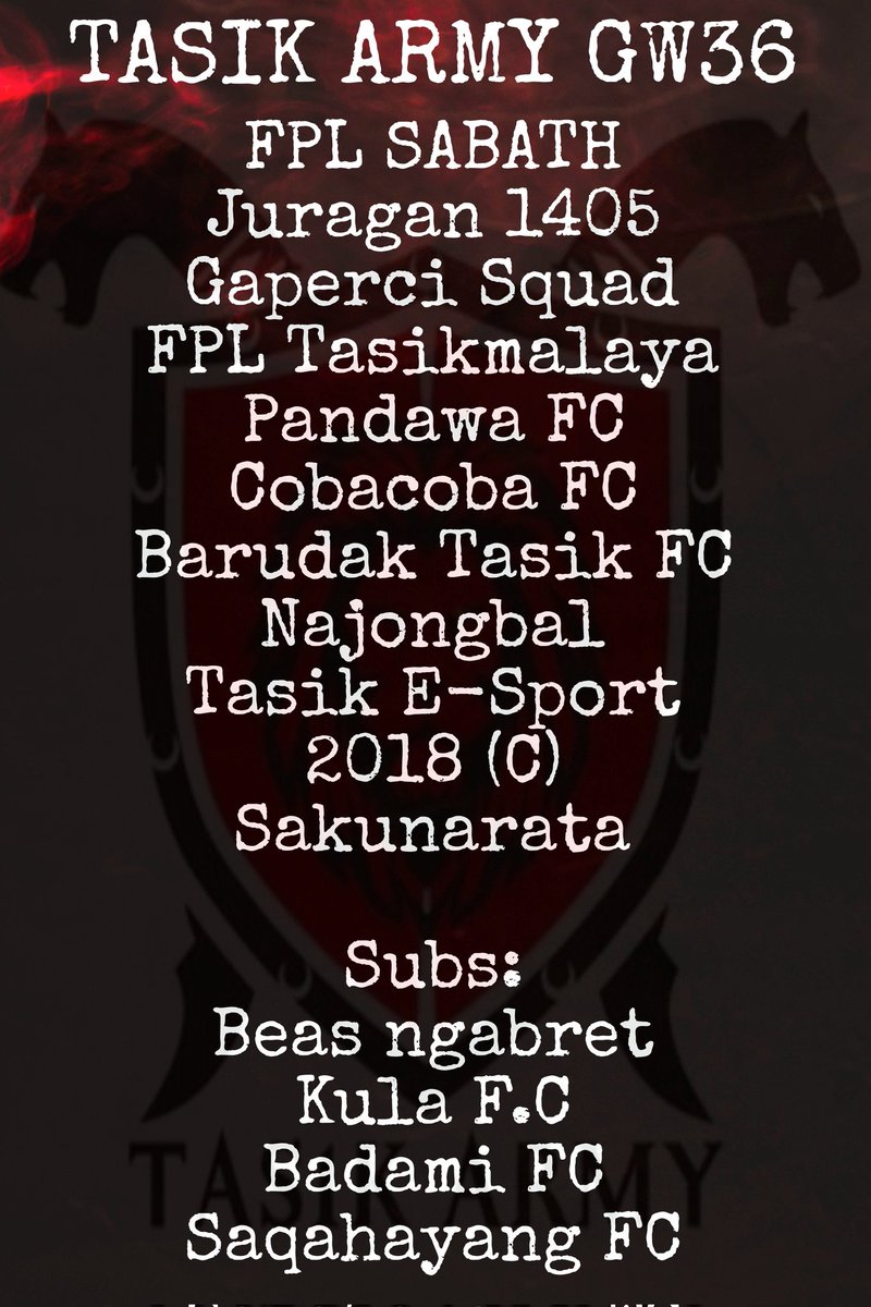 GW36

T-U-N-T-A-S-K-A-N!!

Berangkaaaaat <a href="/LigaBRFI/">Battle Royale FPL Indonesia</a> 🔥