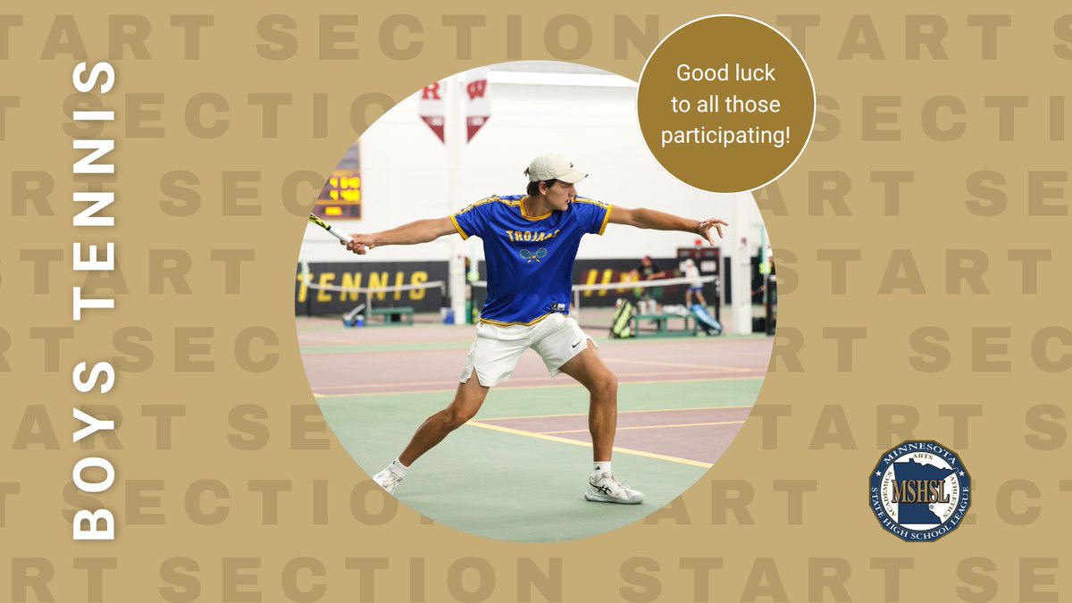 Boys Tennis Sections are starting soon! Make sure to follow along at mshsl.org/boystennis as you cheer on your team or individuals while they compete for a spot in the State Tournament in just two weeks! Good luck to all teams.