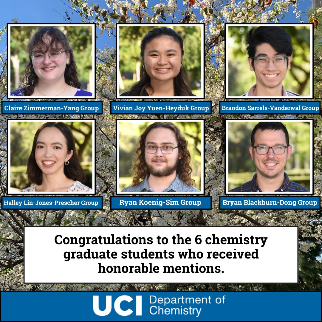 Congratulations to the 4 NSF GRFP recipients and 6 honorable mentions from the department of chemistry.