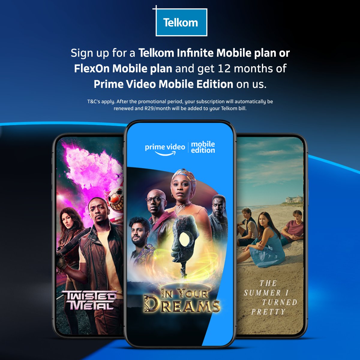 DID YOU KNOW👀, You can now enjoy Prime Video Mobile Edition for up to 12 months. And it’s on us. 🎉 Check out our FlexOn & Infinite mobile plans that will keep you entertained! #TelkomxPrimeVideo ​ Get it now:​ bit.ly/49Zb4od