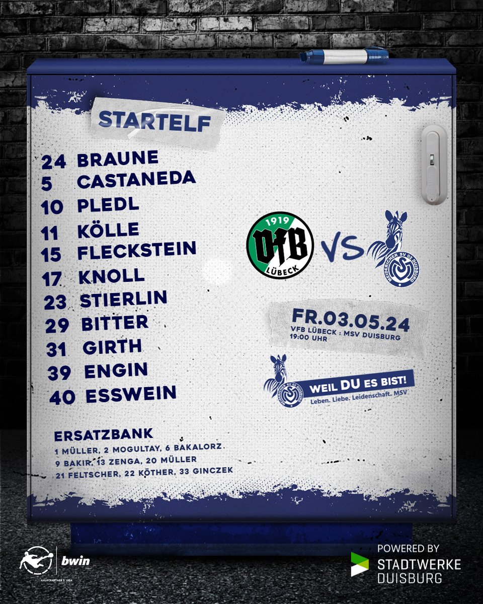 𝗠𝗘𝗜𝗗𝗘𝗥𝗜𝗖𝗛𝗘𝗥 𝗦𝗩 Die Startelf unseres Spielvereins für #VFBMSV sieht eine Änderung vor: Für Jonas #Michelbrink (Gelbsperre) kommt Niclas #Stierlin ins Team. Kolja #Pusch (krank) fällt aus, dafür sind #Ginczek und #Zenga wieder fit! ℹ️ #WeilDUesBist #Duisburg