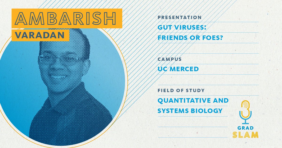 #GradSlam is here! Watch Tune in at 10:30 a.m. and cast your vote for an audience favorite. Let’s cheer (and vote) @ucmgraddiv finalist, Ambarish Varadan, on to victory! 🎉 Watch Grad Slam live here 🔗 ucal.us/gradslam