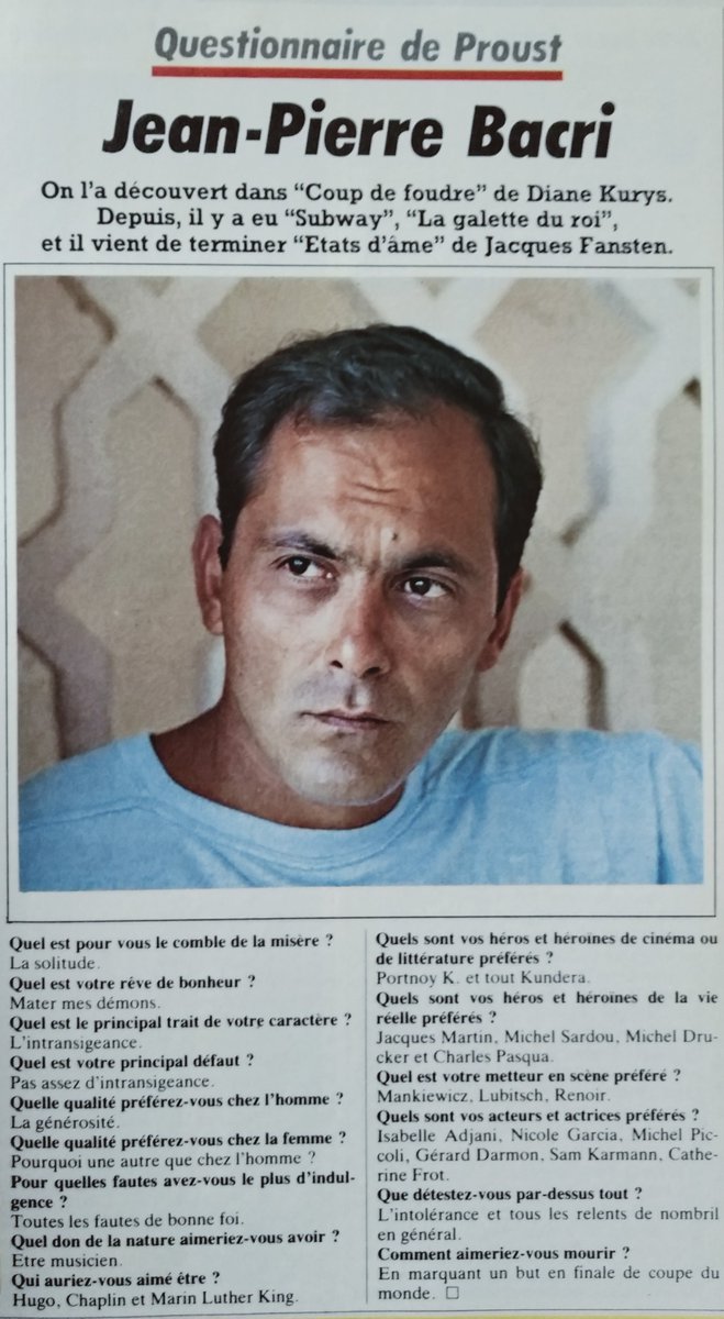 Le Questionnaire de Proust de Jean-Pierre Bacri (1985)