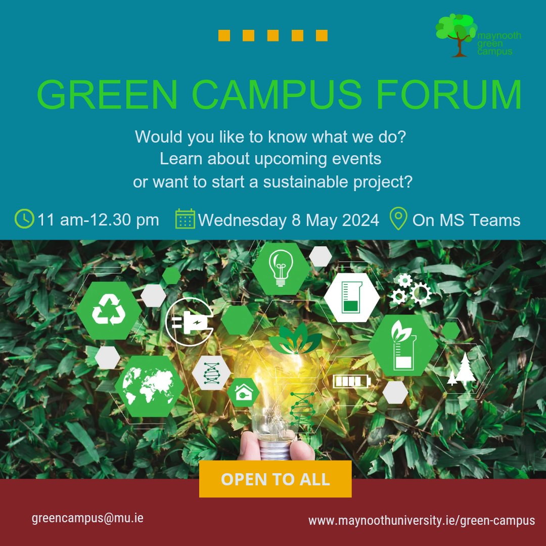 MGC forum is next week. Take the chance to learn about what we are working on... Including an exciting outing to @LullymorePark! 🌳👣🐝 📅 Wednesday 8 May 🕐 11 am 📍On Teams If you want to join the forum please email greencampus@mu.ie #SustainableMaynooth #MaynoothUniversity