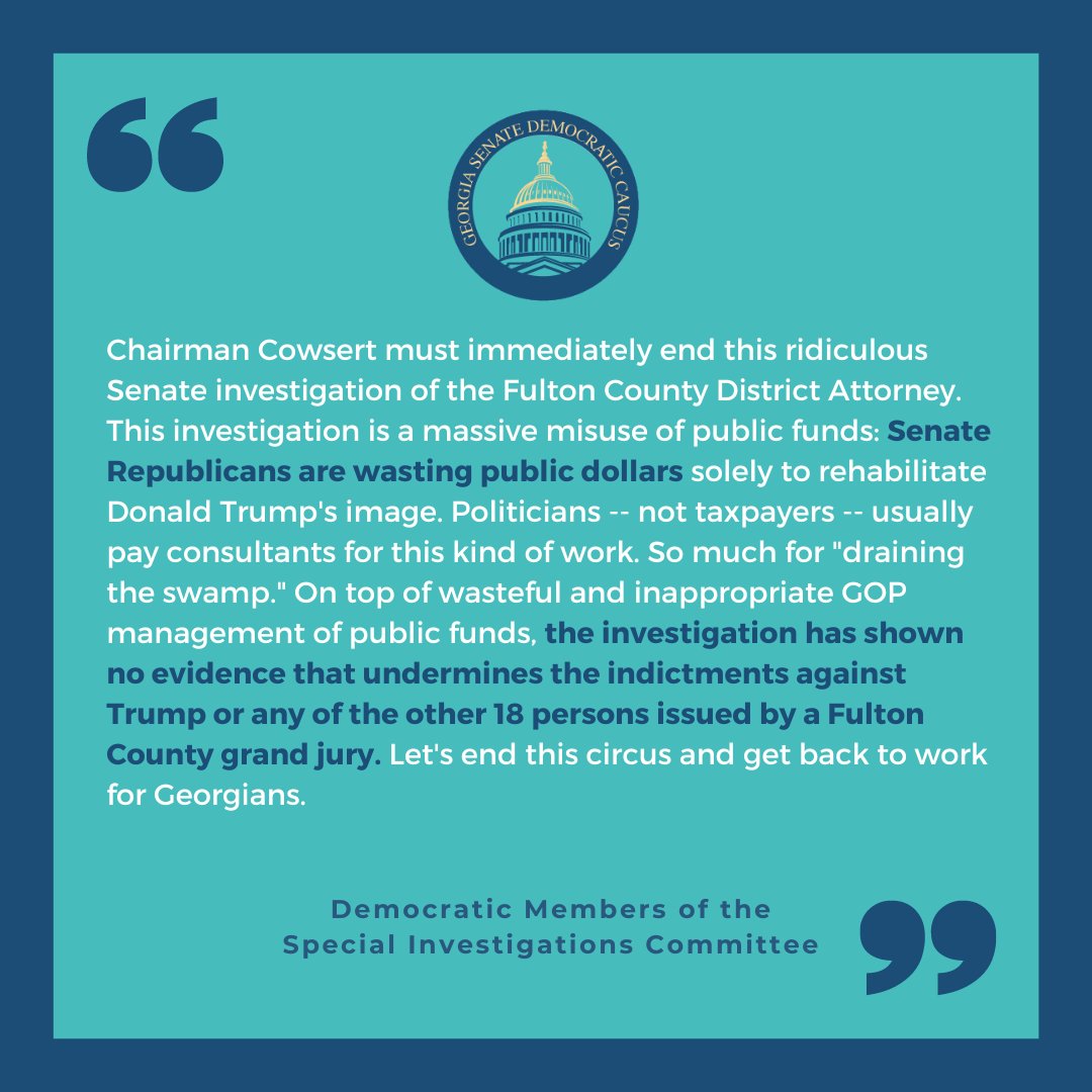 Below is a statement from the Democratic Members of the Special Investigations Committee:

#gasenatedems #gapol