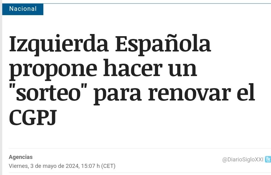 ‼️ Nuestra propuesta para renovar el CGPJ: el sorteo. Ni populismo ni degradación del Estado de Derecho. Noticia completa en el siguiente tuit ⬇️