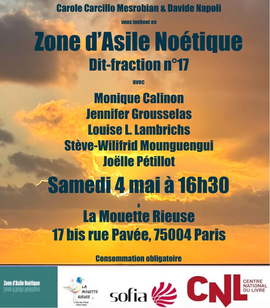 C'est demain, 16h30, à La Mouette Rieuse, 17 bis rue Pavée à Paris, avec cet espoir que le poème nous offrira encore son lieu fraternel et agissant.