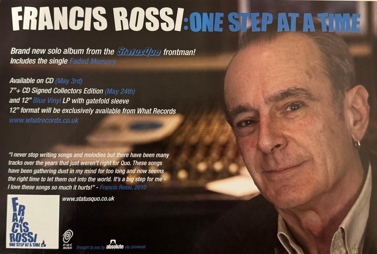 On this date in 2010 ‘One Step At a Time’ was released. 

Did you get all the variants? What’s your favourite song? Let us know in the comments below.

#francisrossi #GOMOR #statusquo #onestepatatime #otd #throwback