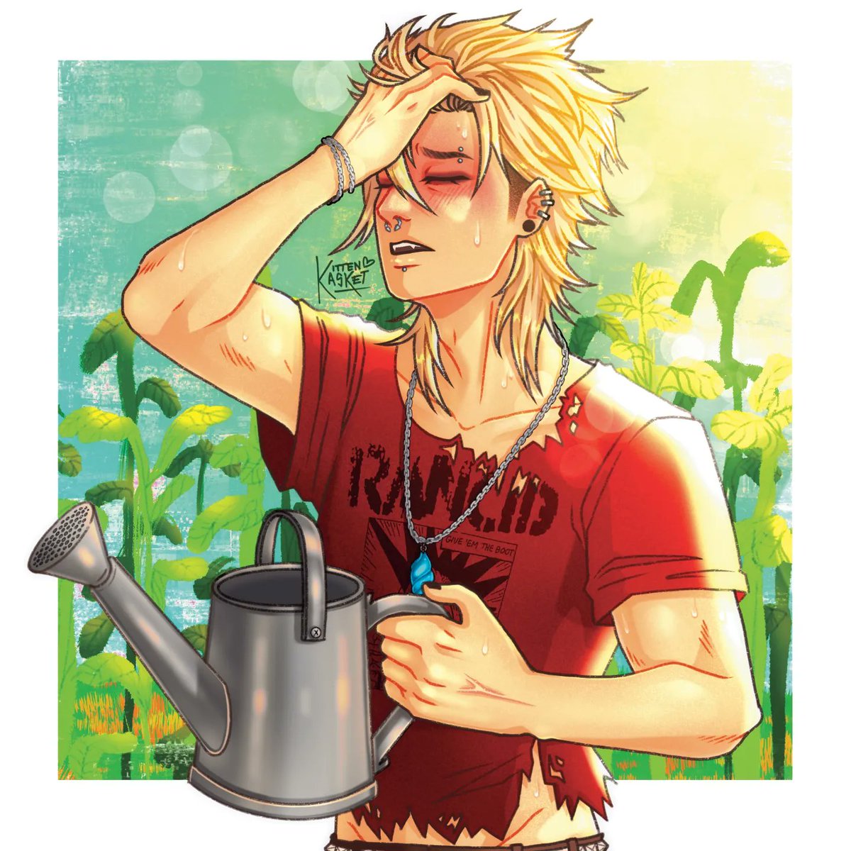 I just finished up this Sam commission! I think this is one of my favorites I've done in a while but I could be biased for a certain reason 👀 Please enjoy this wholesome photo of Sam watering your crops hehe 🤭 #StardewValley #StardewValleySam #StardewSam