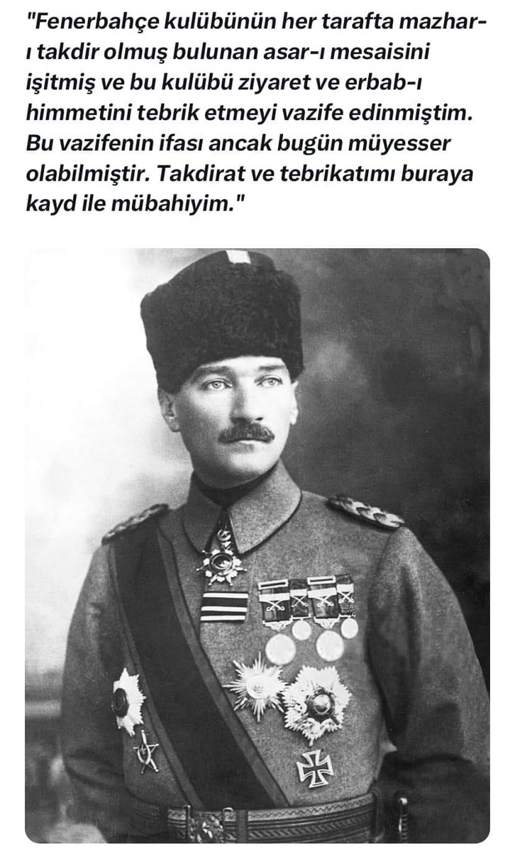 Ulu Önderimiz Gazi Mustafa Kemal Atatürk'ün Fenerbahçe'yi ziyaret edişinin 106. yılı, Kulübün kuruluşunun 117. yıl dönümü kutlu olsun! 

Atam İzindeyiz.

#Efsane117Yaşında 😊💛💙✌️