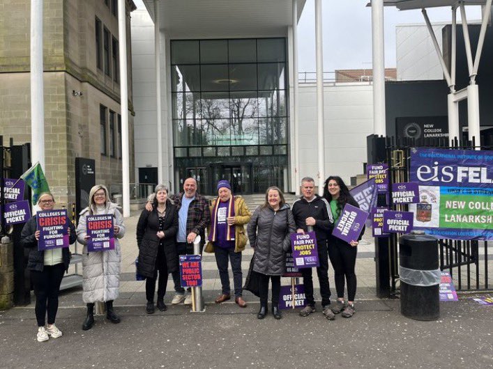 Thursday strikes hit Borders College, New College Lanarkshire South Lanarkshire College & West Lothian College. Lecturers came out #FightingforFE and most importantly… so did their dogs 😍🥰