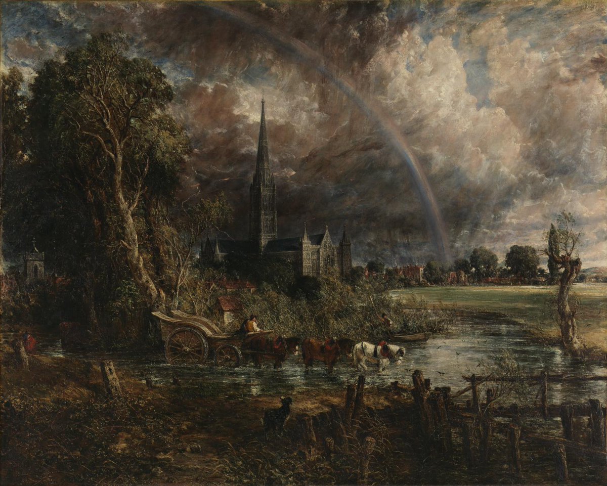 John Constable's 'Salisbury Cathedral from the Meadows' (1831) @Tate I remember seeing this for the first time back in the 2000s when it was still displayed at @NationalGallery, and was left speechless by its beauty in the midst of clear turmoil. #salisburycathedral #19thcart