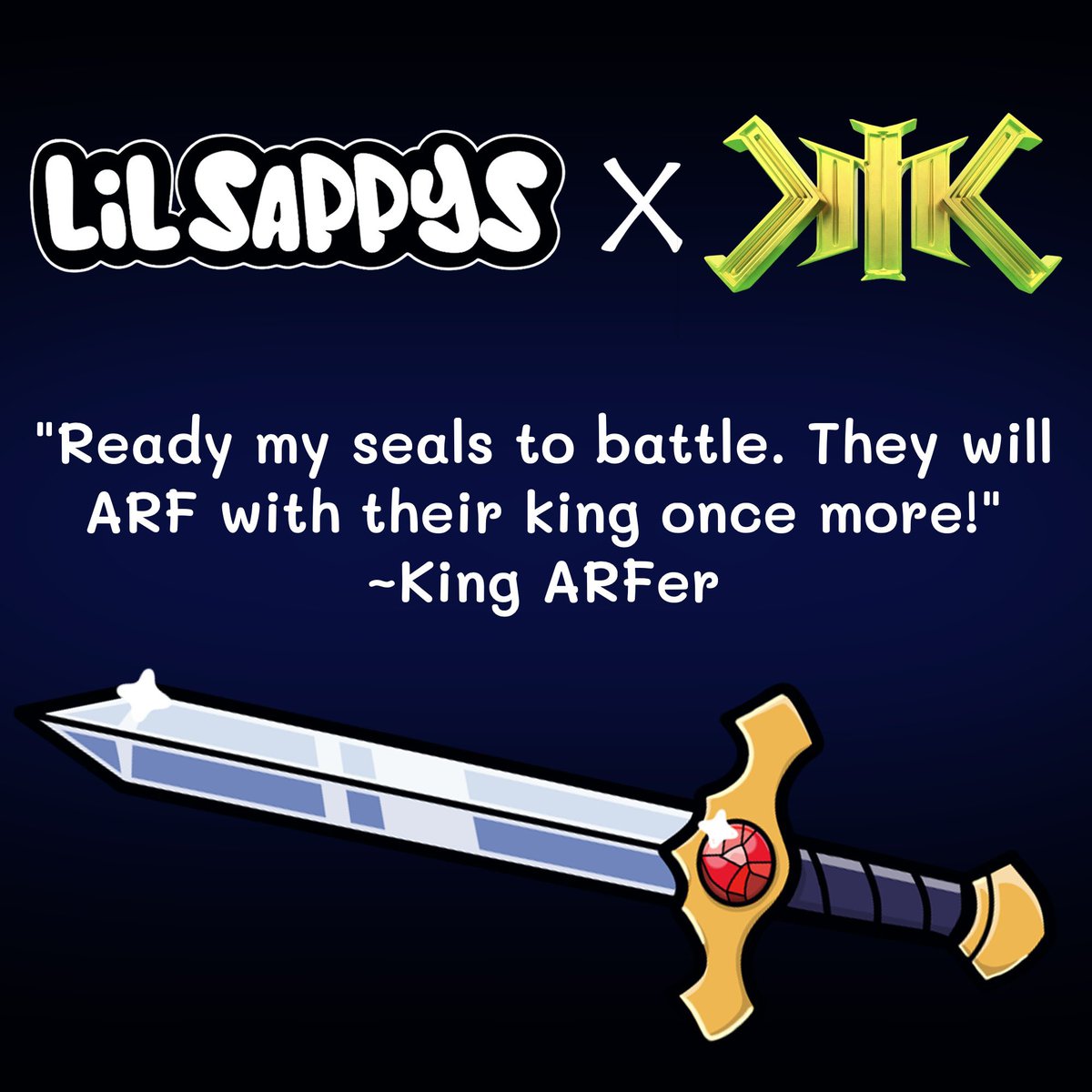 ARF!
🦭 X 🐸 
Happy to announce our partnership with @fightforcmc, where Lil Sappys x FFCMC unite. 

Join us as King ARFer and other heroes come to life in an epic world of 2D Anime, rich lore, 3D animations, and a thrilling fighting game.

Coming Soon…….