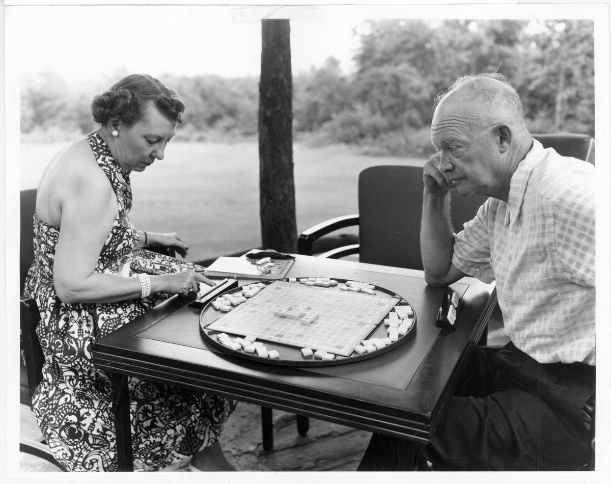 Ike enjoyed the strategy required for his serious bridge games. However, Mamie preferred the fun and relaxation involved in a light game of scrabble. #ArchivesGames #ArchivesHashtagParty @OurPresidents