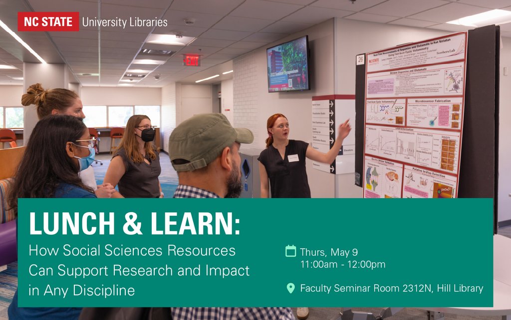 THURS 5/9 join us to learn more about how social science resources from Sage can support researchers across disciplines—including Sage Research Methods and Sage Campus. lib.ncsu.edu/events/lunch-l…