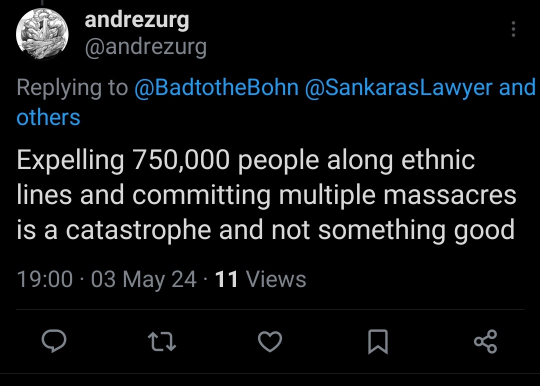 Killing 67 people is equal to expelling 750,000? This is zionist logic in a nutshell.