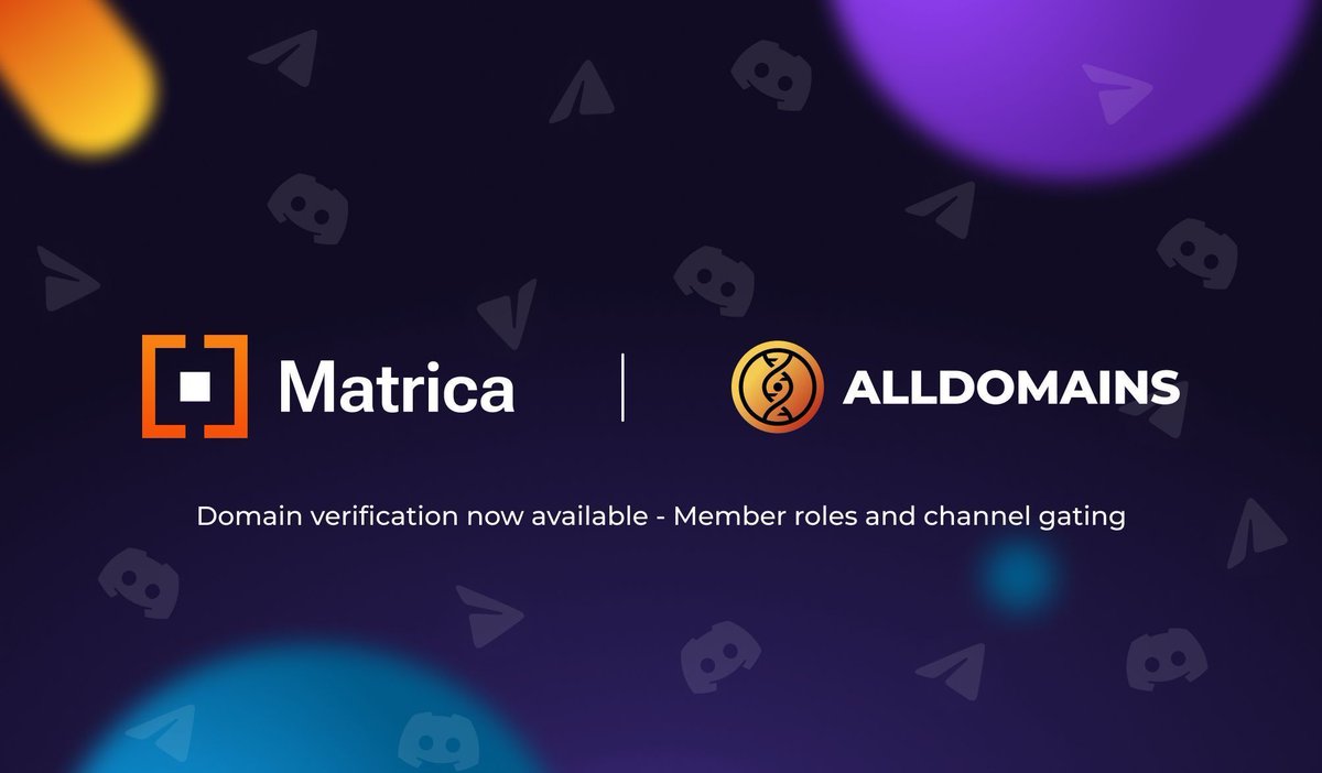 We are proud to announce that Discord and Telegram Gating for our domain names is now live via @MatricaLabs This integration takes into account more than just the total number of domain names you hold Matrica has developed domain verification that also allows for per TLD gating