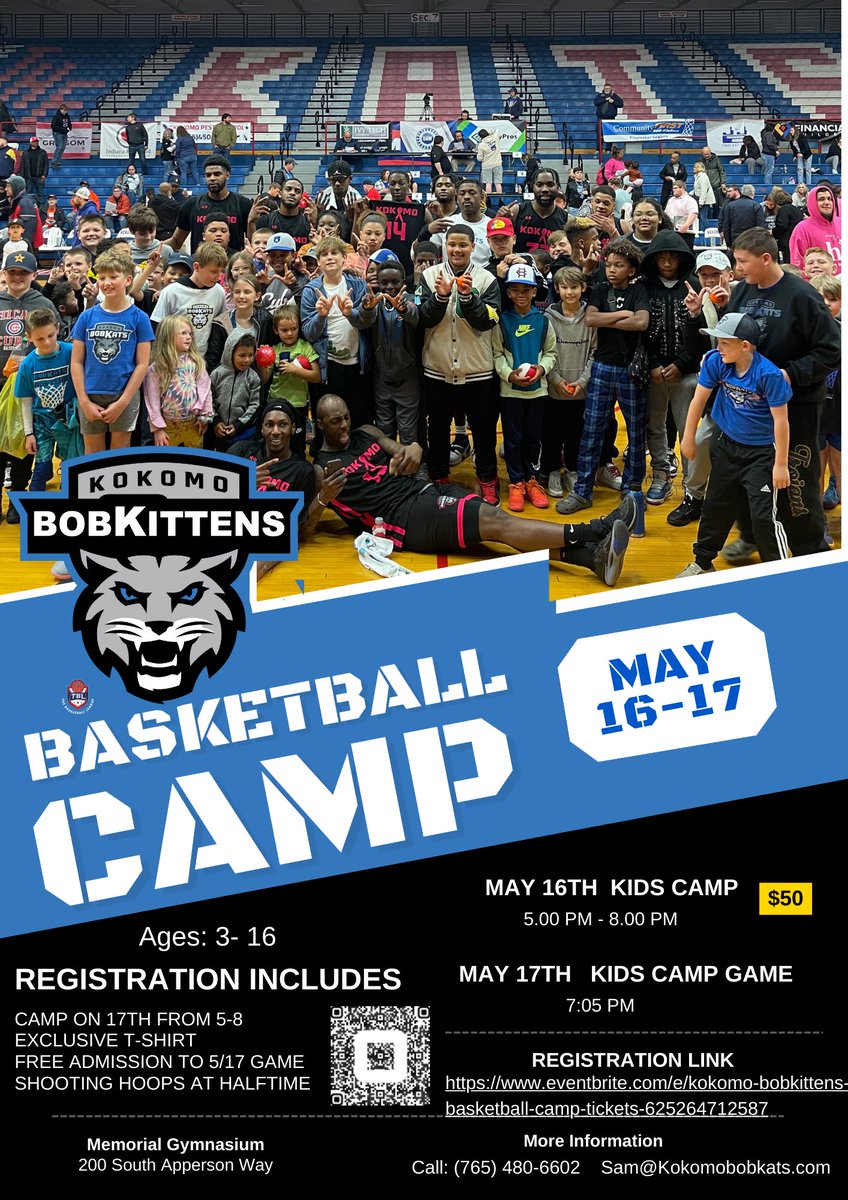 We are happy to announce our 3rd annual Bobkittens basketball camp! First come out Thursday May 16th to learn from your Bobkats. Then come back Friday May 17th and watch your Bobkats take on the Cincinnati Warriors! Spots will fill fast so sign up NOW! checkout.square.site/merchant/ML6Y4…