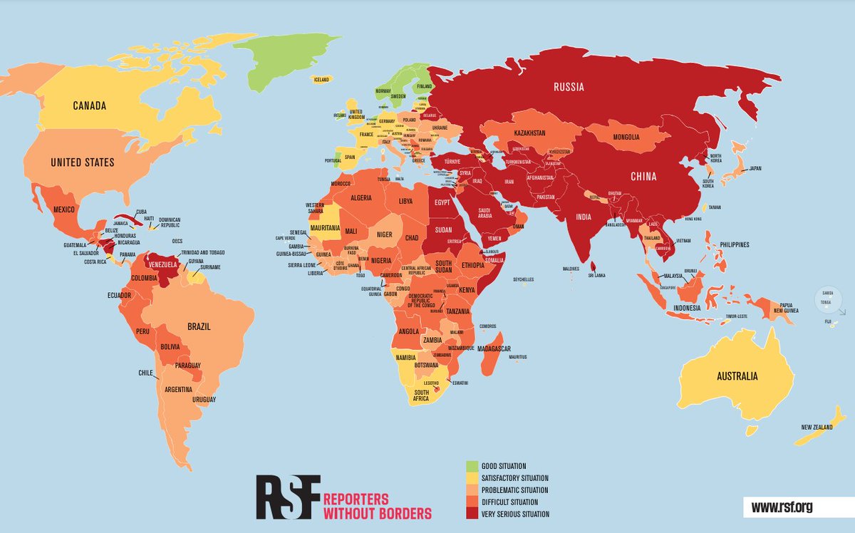 Today is world press freedom day, and it is dedicated to the importance of journalism and freedom of expression. But is journalism free and to what extent can people exercise their right to expression? Here is the answer: The red colour of the map prepared by Reporters Without