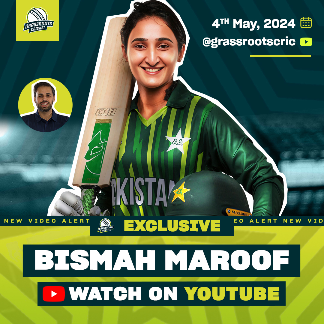 🚨 A Grassroots Cricket special – releases tomorrow! @maroof_bismah joins @ahsannagi for a very special episode of the GRC Show to talk about her remarkable career, Pakistan Women's cricket and much more. ⭐ Subscribe to GRC on YouTube: youtube.com/grassrootscric #BackOurGirls